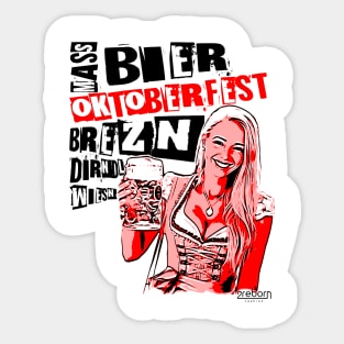 2reborn JEN Oktoberfest Bier Party Dirndl red Sticker